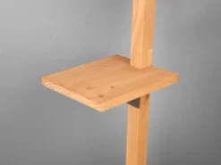 Stehlampe RODRIGO mit Holz Ablage - Metall Lampenschirm Silber, Höhe 165cm