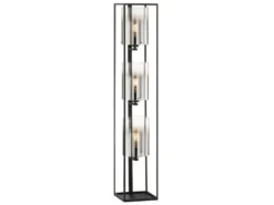Stehlampe SAMU 3-flammig Schwarz mit Rauchglas, Höhe 130cm