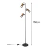 Stehlampe TOSH mit 3 Strahlern Gitter Schwarz & Holz, schwenkbar, Höhe 150cm