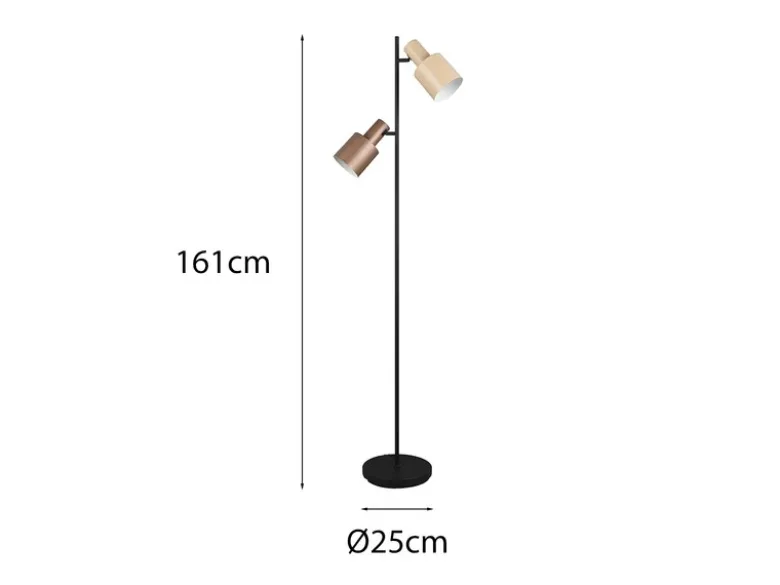Stehleuchte AGUDO mit 2 schwenkbaren farbigen Spots, Höhe 161cm
