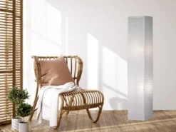 Stehleuchte BAMBOO aus Papier, Lichtsäule eckig in Weiß, Höhe 130cm
