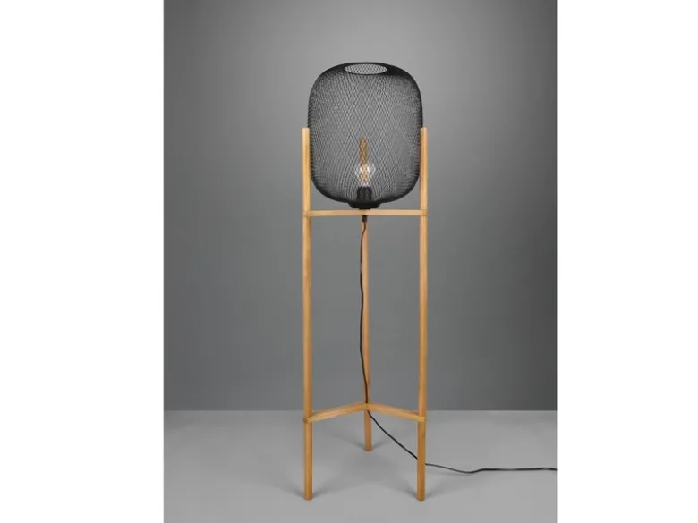 Stehleuchte CALIMERO Metall Gitterlampe Schwarz, Höhe 123cm