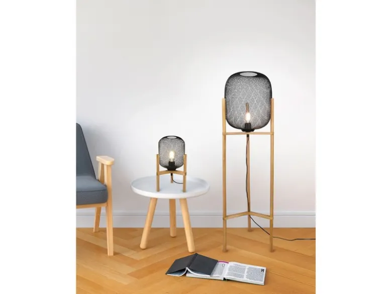 Stehleuchte CALIMERO Metall Gitterlampe Schwarz, Höhe 123cm