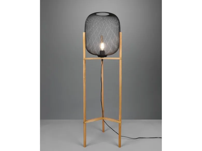 Stehleuchte CALIMERO Metall Gitterlampe Schwarz, Höhe 123cm