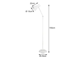 Stehleuchte ENZO mit Gelenk & Fußschalter in Weiß - Höhe 150cm