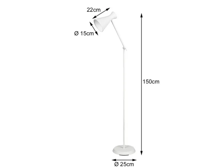 Stehleuchte ENZO mit Gelenk & Fußschalter in Weiß - Höhe 150cm