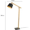 Stehleuchte HARRIS mit Holz & Metallschirm Schwarz-Gold Höhe 156cm