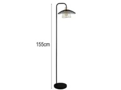 Stehleuchte LAURIS mit Gitter Lampenschirm Schwarz Gold, Höhe 155cm
