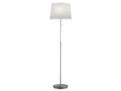 Stehleuchte LYON Silber mit Stoffschirm Weiß, Höhe 138-180cm verstellbar