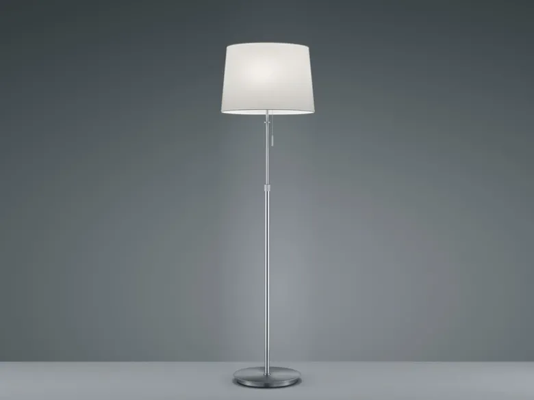 Stehleuchte LYON Silber mit Stoffschirm Weiß, Höhe 138-180cm verstellbar