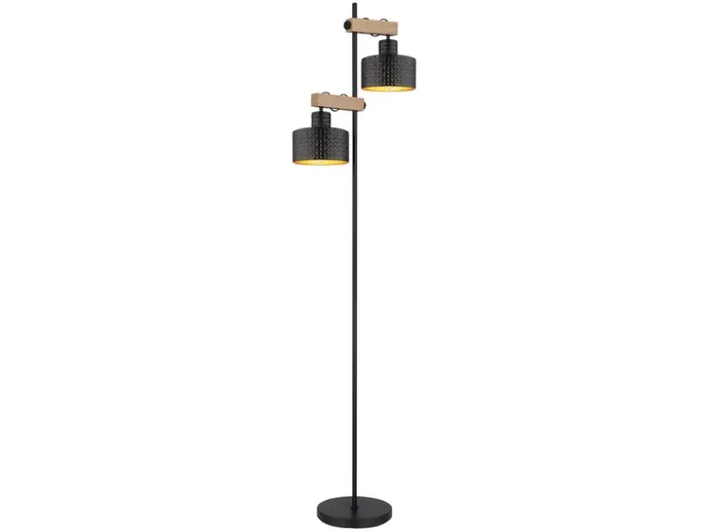 Stehleuchte RIELLY Metall Schwarz Gold 2-flammig, Höhe 168cm