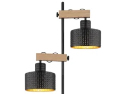 Stehleuchte RIELLY Metall Schwarz Gold 2-flammig, Höhe 168cm