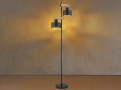 Stehleuchte RIELLY Metall Schwarz Gold 2-flammig, Höhe 168cm