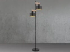 Stehleuchte RIELLY Metall Schwarz Gold 2-flammig, Höhe 168cm