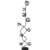 Stehleuchte RIHA Schwarz 9-flammig mit Glaskugeln Rauchglas, Höhe 162cm