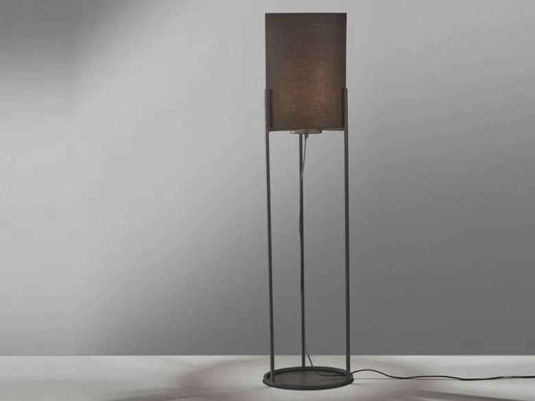Stehleuchte SPENZER Schwarz mit Stoffschirm innen Gold, Höhe 114cm