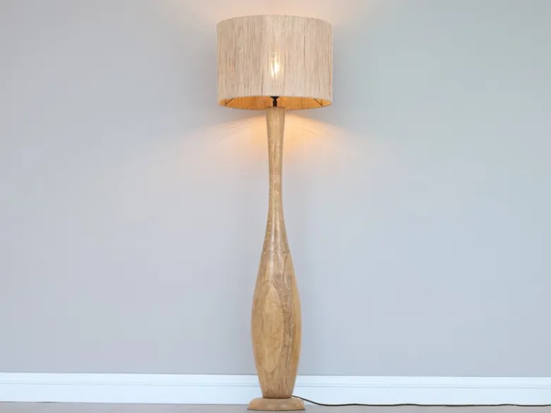 Stehleuchte TOBA aus Naturholz mit Lampenschirm aus Jute, Höhe 135cm