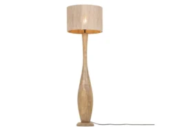 Stehleuchte TOBA aus Naturholz mit Lampenschirm aus Jute, Höhe 135cm