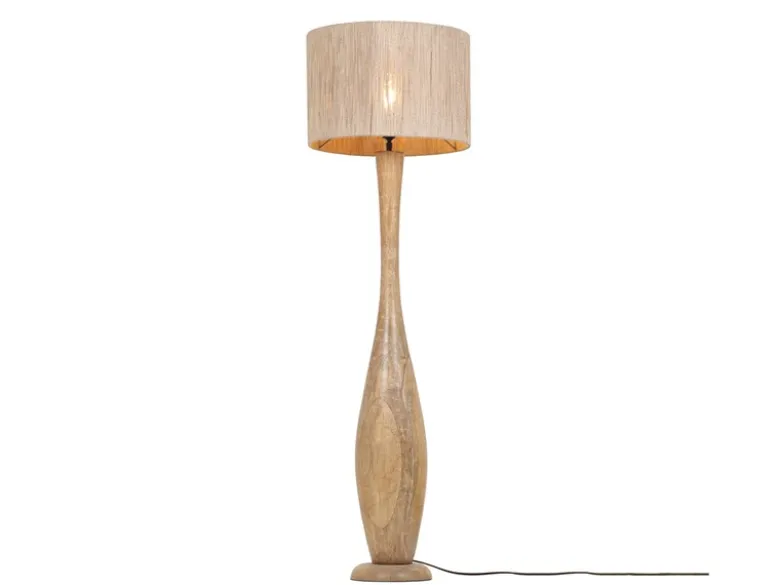 Stehleuchte TOBA aus Naturholz mit Lampenschirm aus Jute, Höhe 135cm