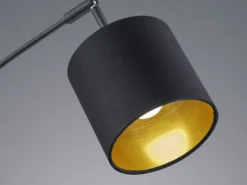 Stehleuchte TOMMY 5 flammig Metall Stoffschirm Schwarz Gold, Höhe 200cm