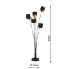 Stehleuchte TOMMY 5 flammig Metall, Stoffschirm Schwarz Gold, Höhe 163cm
