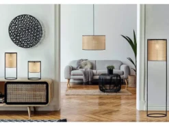 Stehleuchte TYLER mit Wiener Geflecht in Rattan Optik, Höhe 150cm