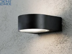 Stilvolle Wandleuchte TERAMO, E27, Aluminium schwarz, Höhe 7 cm