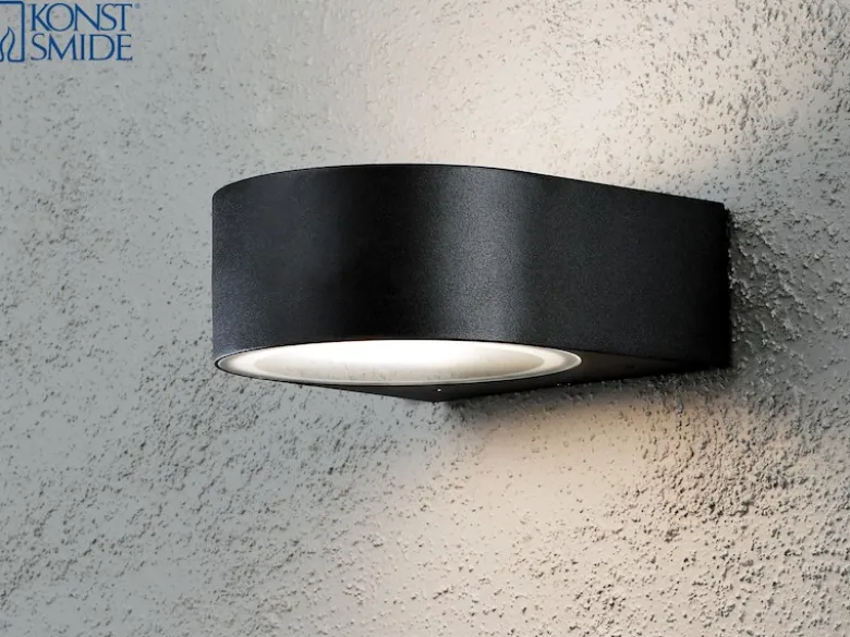 Stilvolle Wandleuchte TERAMO, E27, Aluminium schwarz, Höhe 7 cm