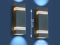 2 Stk Edelstahl LED Außenwandleuchte STRIPES, Fassadenbeleuchtung, Up& Downlight