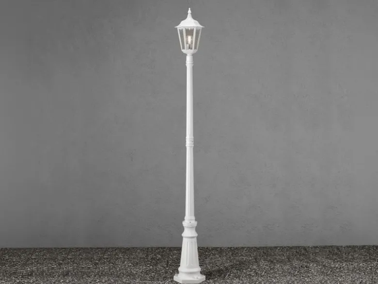 Straßenlaterne aus Aluminium Weiß, antike E27 Mastleuchte, Höhe 210cm