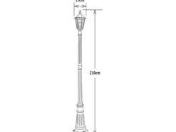 Straßenlaterne aus Aluminium Grün, antike E27 Mastleuchte, Höhe 210cm