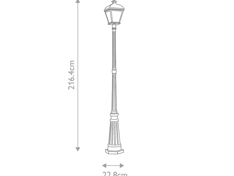 Straßenlaterne BAYVIEW im Landhausstil Aluminium Schwarz, Höhe 216cm