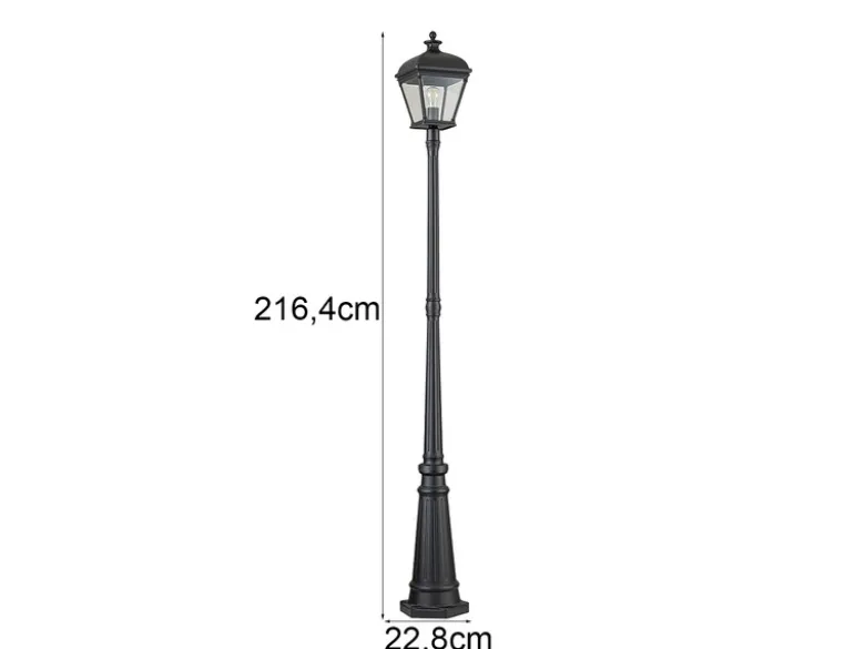 Straßenlaterne BAYVIEW im Landhausstil Aluminium Schwarz, Höhe 216cm