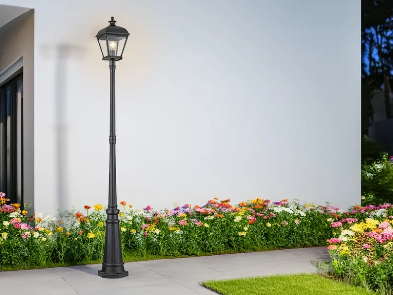 Straßenlaterne BAYVIEW im Landhausstil Aluminium Schwarz, Höhe 216cm