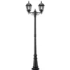 Straßenlaterne 2-flammig Aluminium Schwarz, antike E27 Mastleuchte, Höhe 220cm