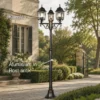 Straßenlaterne 3-flammig Aluminium Rostoptik antik mit E27 LED, Höhe 200cm