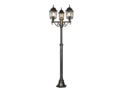 Straßenlaterne 3-flammig Aluminium Rostoptik antik mit E27 LED, Höhe 200cm