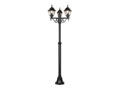 Straßenlaterne LIVENZA 3-flammig aus Aluminium Schwarz, Höhe 200cm