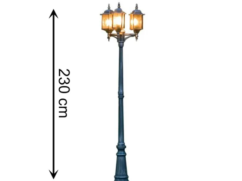 Straßenlaterne MILANO Kandelaber im Landhausstil, Schwarz, 3 flammig, Höhe 230cm
