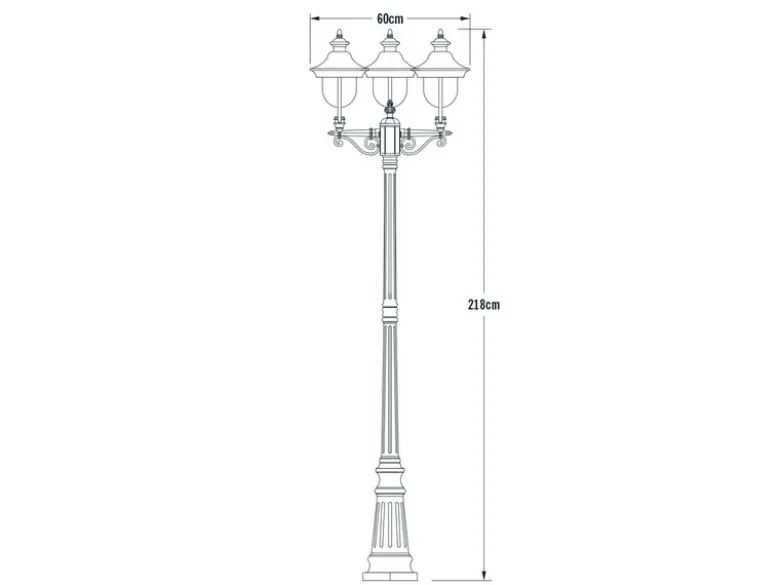 Straßenlaterne PARMA im Landhausstil, 3-flammig Grün, Höhe 218cm