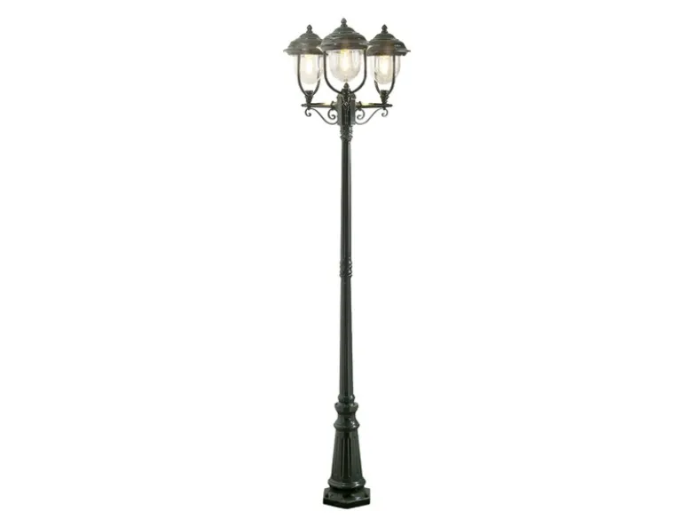 Straßenlaterne PARMA im Landhausstil, 3-flammig Grün, Höhe 218cm