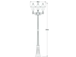 Straßenlaterne PARMA im Landhausstil, 3-flammig Schwarz-Silber, Höhe 218cm