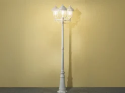 Straßenlaterne PARMA im Landhausstil, 3-flammig Weiß, Höhe 218cm