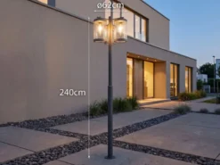 Straßenlaterne SAMBESI im Landhausstil, 3-flammig Anthrazit, Höhe 240cm
