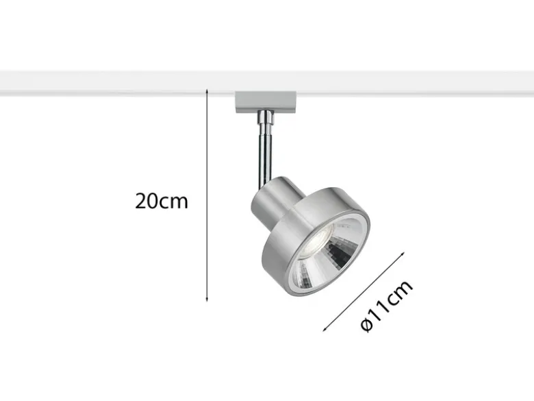Strahler LEON in Silber für DUOline 2-Phasen Schienensystem