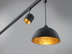 Strahler TOMMY Stoffschirm Schwarz Gold für DUOline 2-Phasen Schienensystem