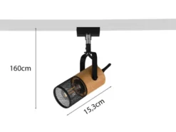 Strahler TOSH mit Holz für DUOline 2-Phasen Schienensystem