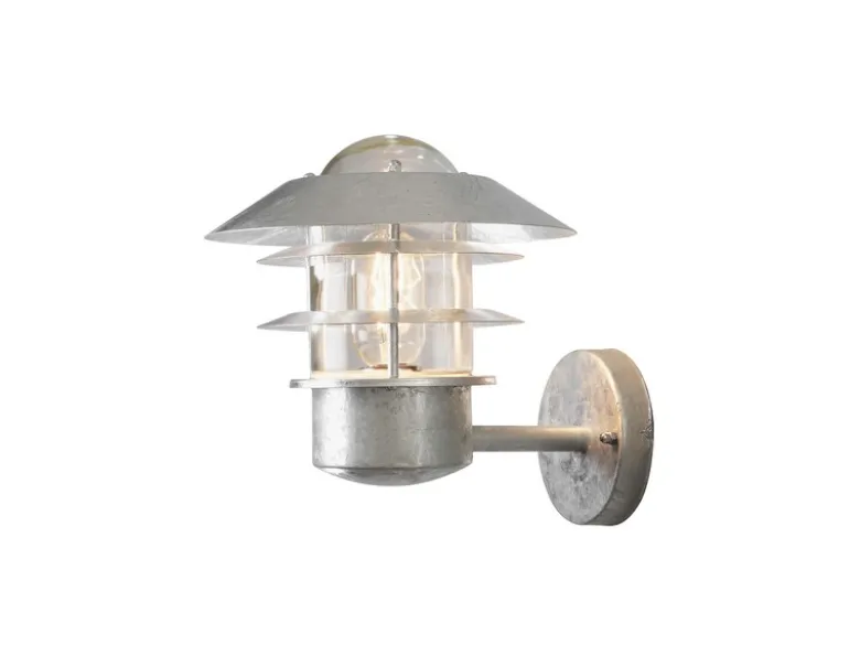 Stylische Außen Wandlaterne MODENA stehend, Stahl Silber, Höhe 24cm