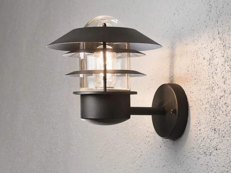 Stylische Außen Wandlaterne MODENA stehend, Aluminium Schwarz, Höhe 24cm
