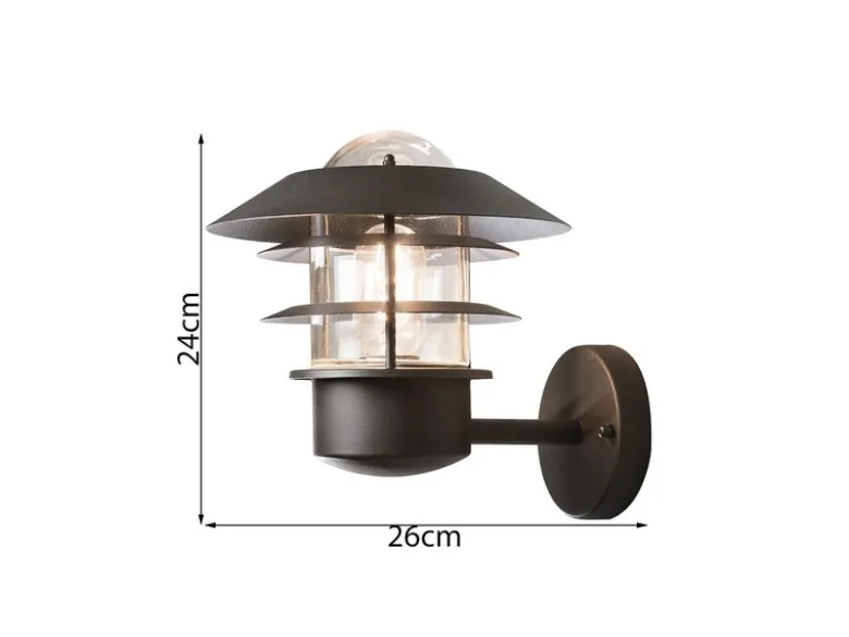 Stylische Außen Wandlaterne MODENA stehend, Aluminium Schwarz, Höhe 24cm